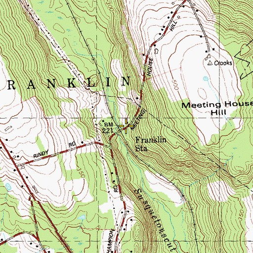 Topographic Map of Franklin Station, CT