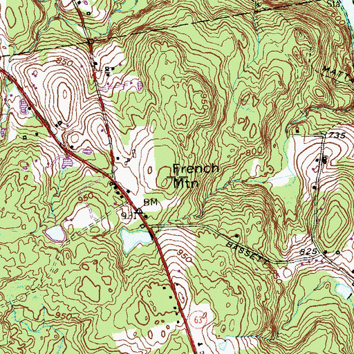 Topographic Map of French Mountain, CT