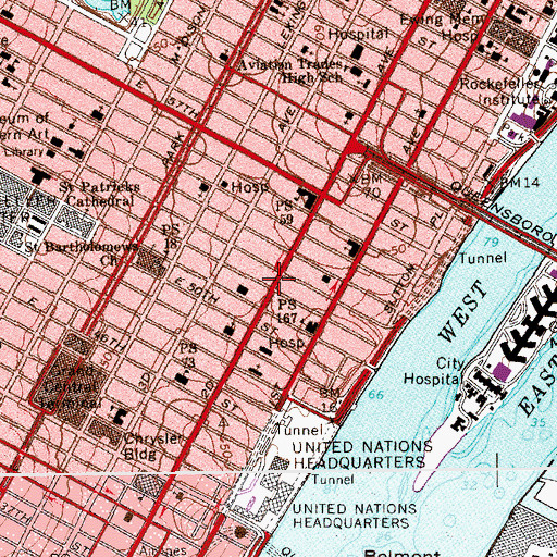 Topographic Map of Kips Bay Boys Club, NY