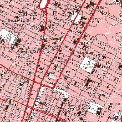 Topographic Map of Saint Mark's Evangelical Lutheran Church, NY