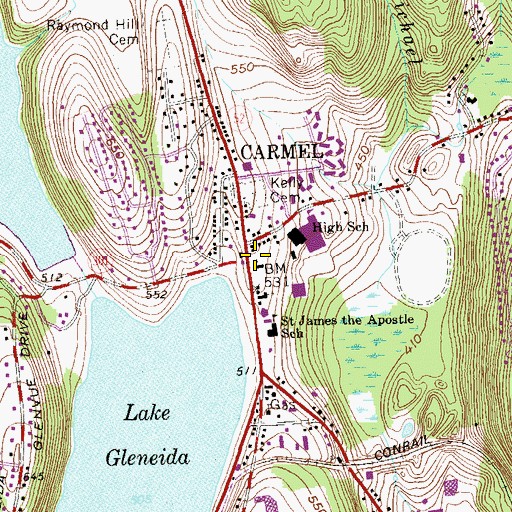 Topographic Map of Putnam County Courthouse, NY