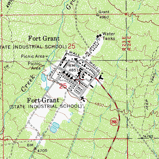 Topographic Map of Fort Grant Unit of the Arizona State Prison Complex Safford, AZ