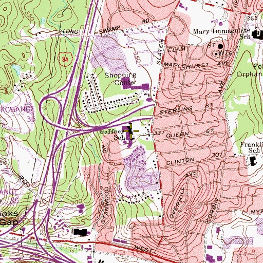 Topographic Map of Gaffney Elementary School, CT