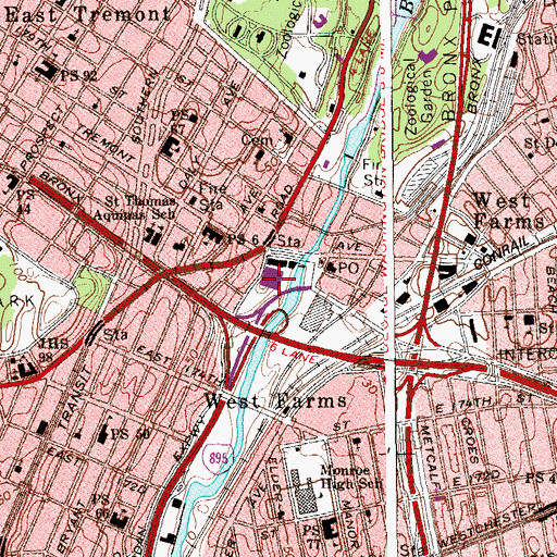 Topographic Map of Intermediate School 167, NY