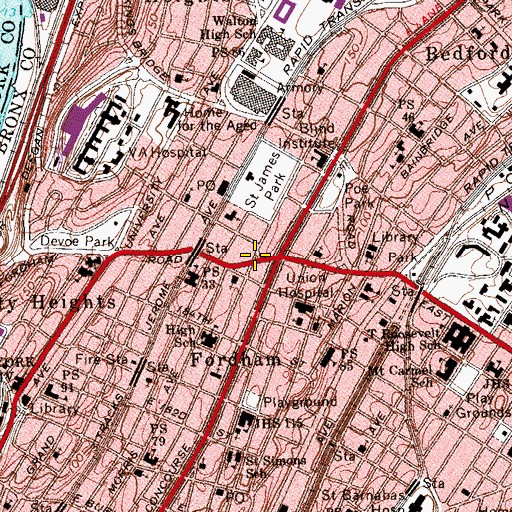 Topographic Map of George Farkas Square, NY