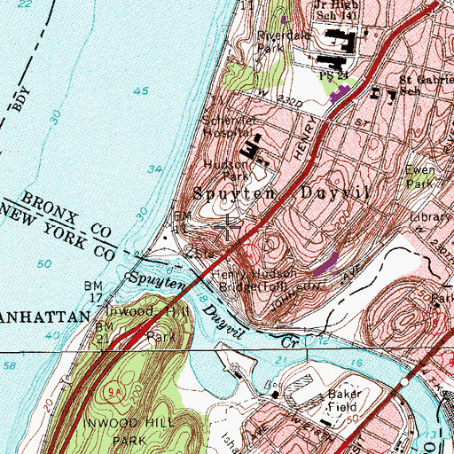 Topographic Map of Riverdale Presbyterian Chapel, NY