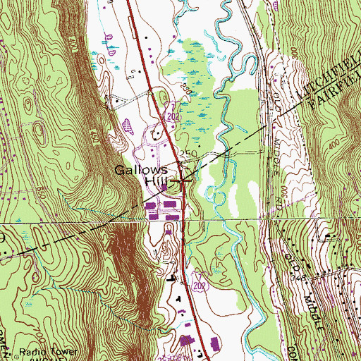 Topographic Map of Gallows Hill, CT