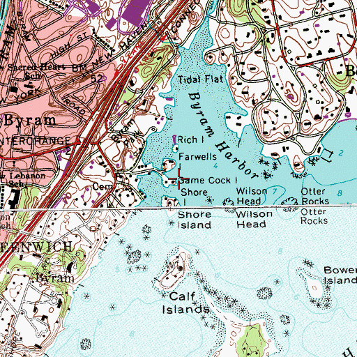 Topographic Map of Game Cock Island, CT