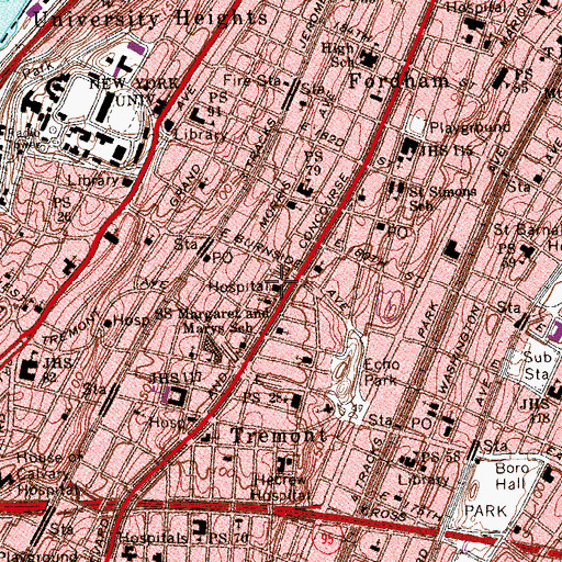 Topographic Map of Royal Hospital, NY