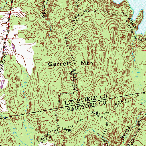 Topographic Map of Garrett Mountain, CT