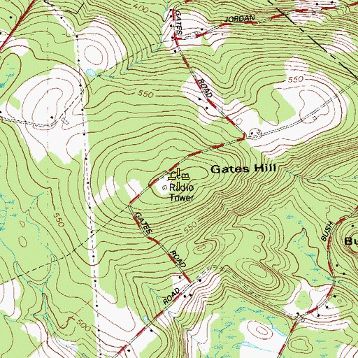 Topographic Map of Gates Hill, CT