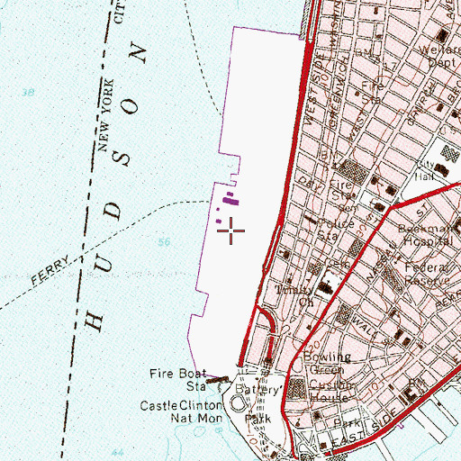 Topographic Map of Pier 10 (historical), NY