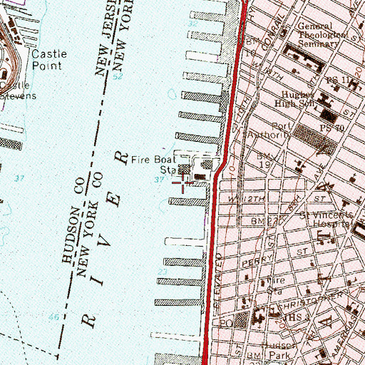 Topographic Map of Pier 52 (historical), NY