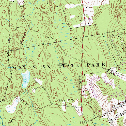 Topographic Map of Gay City State Park, CT