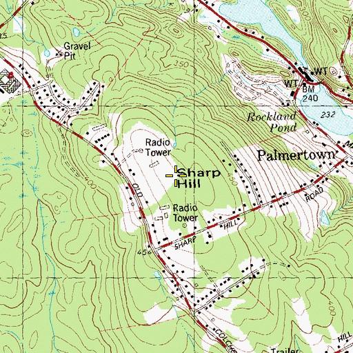 Topographic Map of Sharp Hill, CT