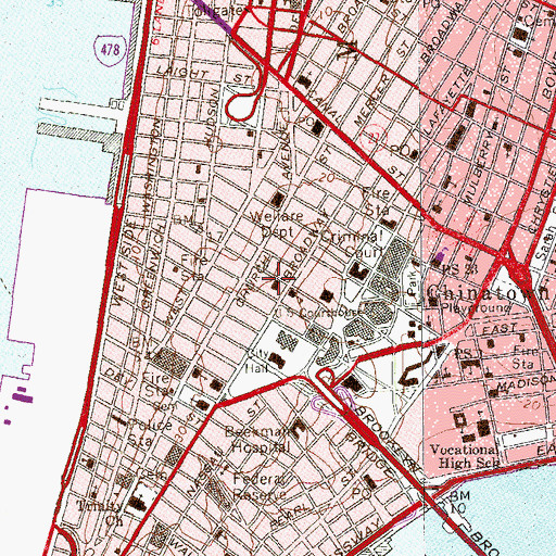 Topographic Map of New York Fire Department Engine 7 Ladder 1 Battalion 1, NY
