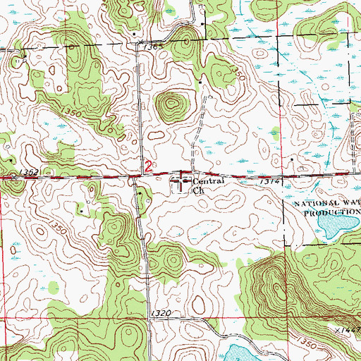 Topographic Map of Central Swede Grove Lutheran Church Cemetery, MN