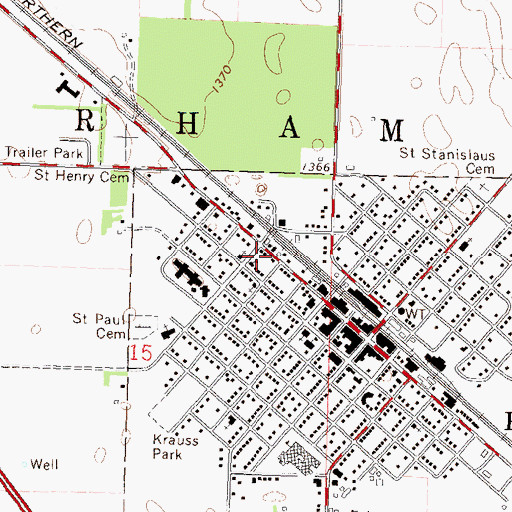 Topographic Map of Perham Police Department, MN