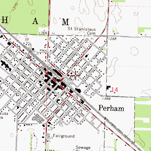 Topographic Map of Perham Library, MN