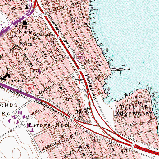Topographic Map of Intermediate School 192, NY