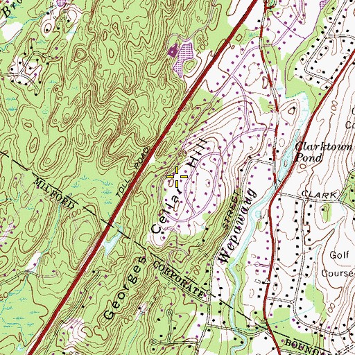 Topographic Map of Georges Cellar Hill, CT