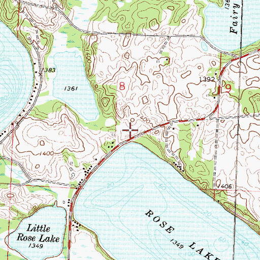 Topographic Map of Rose Shores Campground, MN