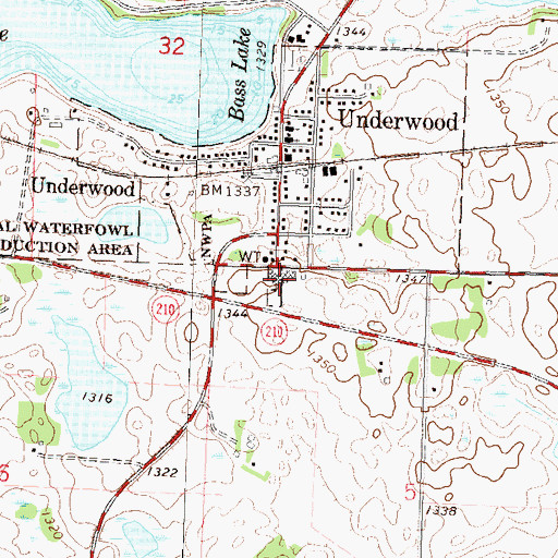 Topographic Map of Underwood High School, MN