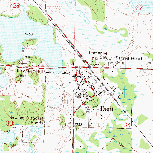 Topographic Map of Dent Elementary School, MN