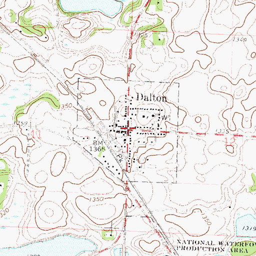 Topographic Map of Dalton Post Office (historical), MN