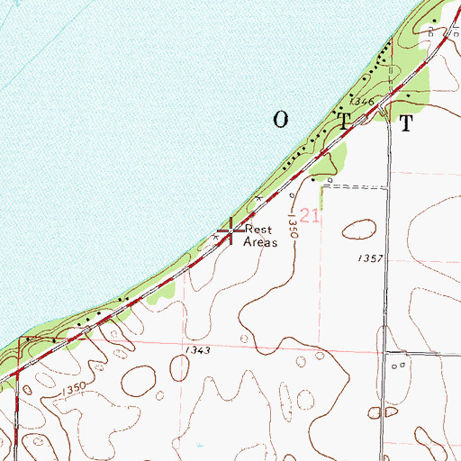 Topographic Map of Otter Tail Lake Rest Area, MN