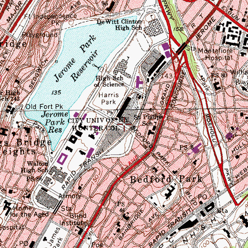 Topographic Map of Concourse Yard, NY