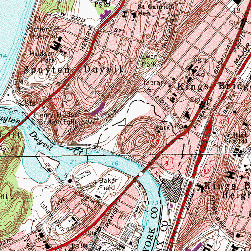 Topographic Map of John F Kennedy High School, NY