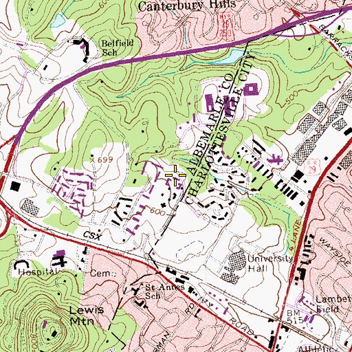 Topographic Map of Mitchell Student Residence, VA