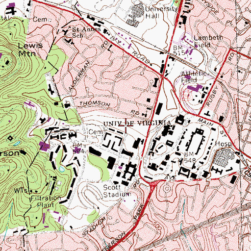 Topographic Map of Perry-Fishburne Tennis Courts, VA