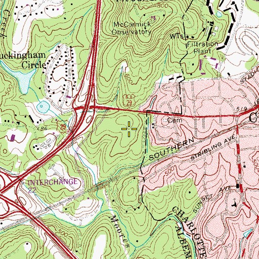 Topographic Map of Uinversity of Virginia Musculoskeletal Center, VA