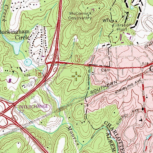 Topographic Map of University of Virginia HealthSouth Rehabilitation Hospital, VA