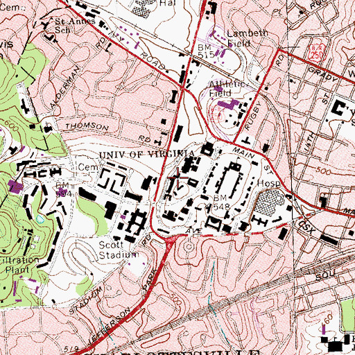 Topographic Map of Brown College at Monroe Hill, VA