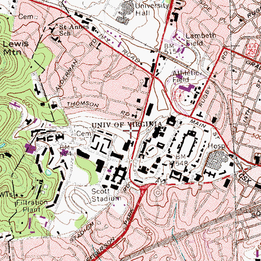 Topographic Map of Dell Basketball Courts, VA
