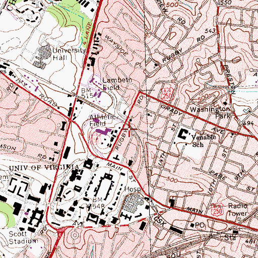 Topographic Map of James Madison Hall, VA