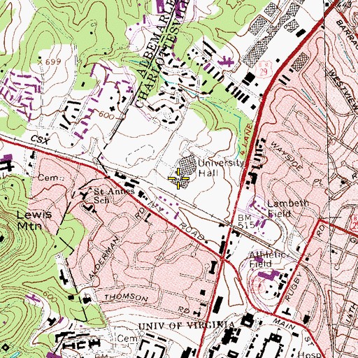 Topographic Map of Louis A Onesty Hall, VA