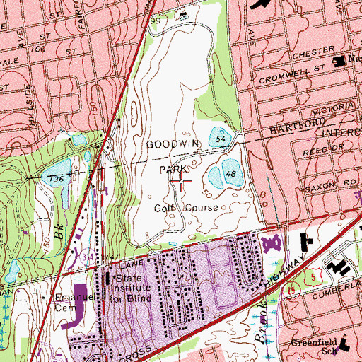 Topographic Map of Goodwin Park, CT