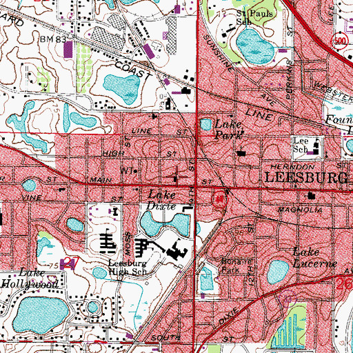 Topographic Map of Main Street Baptist Church, FL