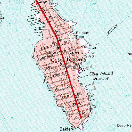 Topographic Map of City Island Temple, NY