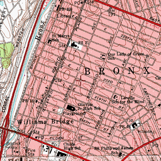 Topographic Map of Saint Valentine School, NY