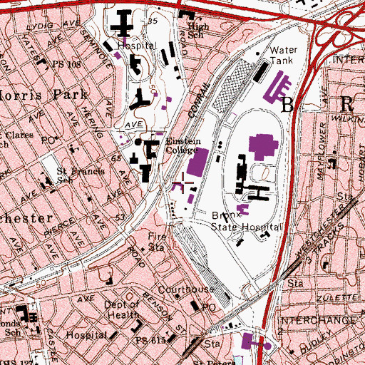 Topographic Map of Calvary Hospital, NY