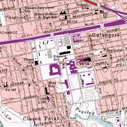 Topographic Map of Cornell Station Bronx Post Office, NY