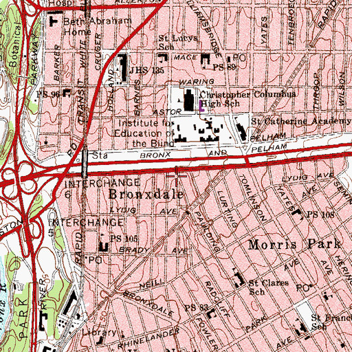 Topographic Map of Pelham Parkway Jewish Center, NY