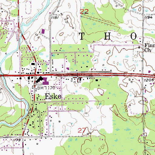 Topographic Map of Northwood United Methodist Church, MN