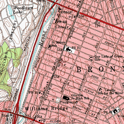 Topographic Map of Congregation Anshe Amas of Williamsbridge, NY