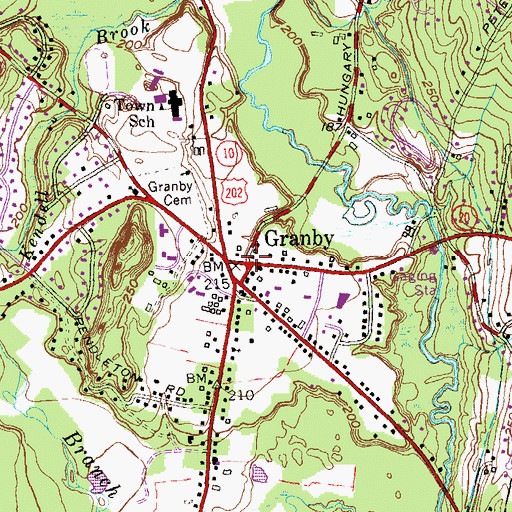 Topographic Map of Granby, CT
